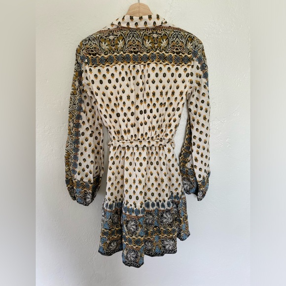 New Anthropologie Floral Embroidered Mini Dress- Neutral Motif - Picture 5 of 8